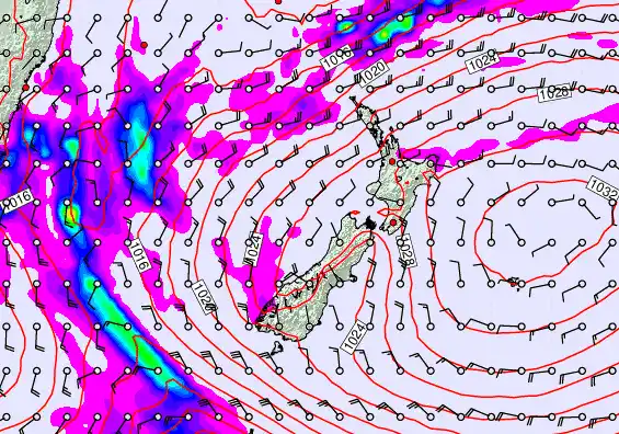 New Zealand forecast chart for Monday, May 25th, 2026 at 12:00 AM