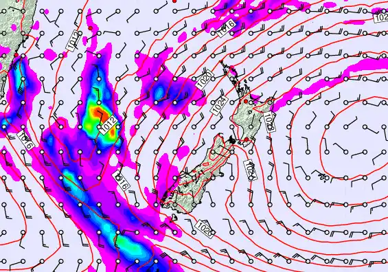 New Zealand forecast chart for Monday, May 25th, 2026 at 6:00 AM