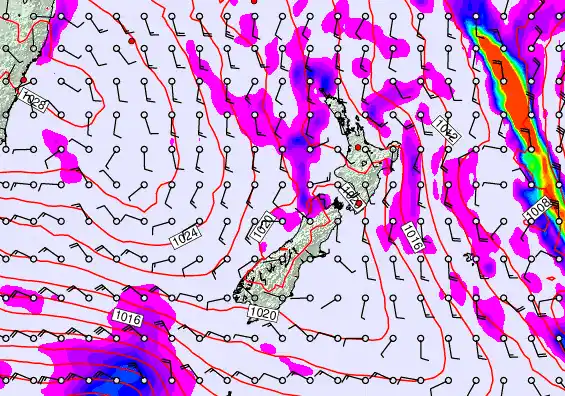 New Zealand forecast chart for Friday, May 29th, 2026 at 12:00 AM