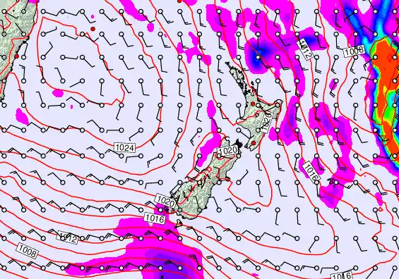New Zealand forecast chart for Friday, May 29th, 2026 at 12:00 PM