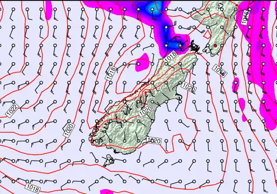 South Island forecast chart for Thursday, May 28th, 2026 at 6:00 PM