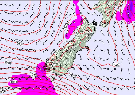South Island forecast chart for Friday, May 29th, 2026 at 12:00 PM