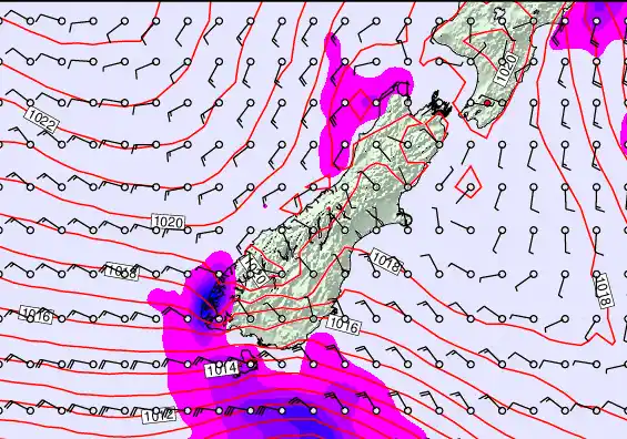 South Island forecast chart for Friday, May 29th, 2026 at 6:00 PM
