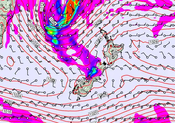 New Zealand forecast chart for Thursday, May 21st, 2026 at 12:00 PM