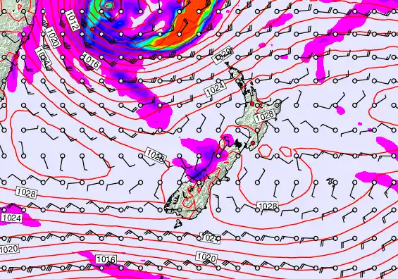 New Zealand forecast chart for Friday, May 22nd, 2026 at 12:00 AM