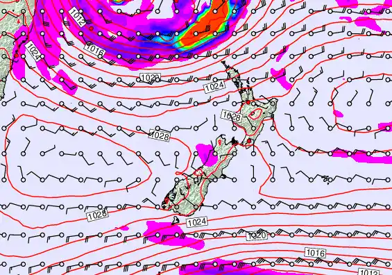 New Zealand forecast chart for Friday, May 22nd, 2026 at 12:00 PM
