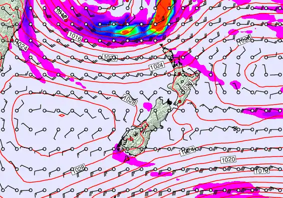 New Zealand forecast chart for Friday, May 22nd, 2026 at 6:00 PM