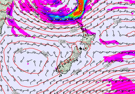 New Zealand forecast chart for Saturday, May 23rd, 2026 at 12:00 AM