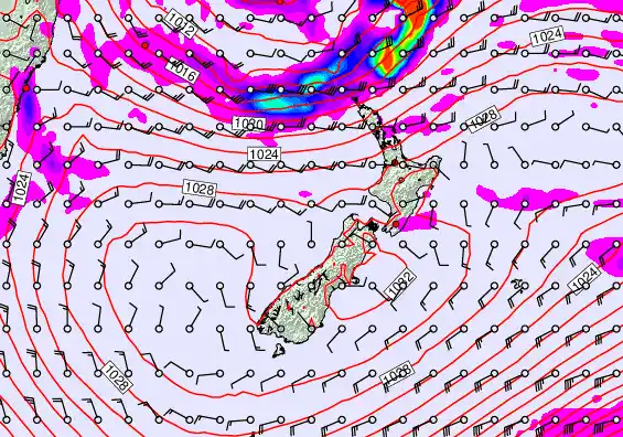 New Zealand forecast chart for Saturday, May 23rd, 2026 at 12:00 PM