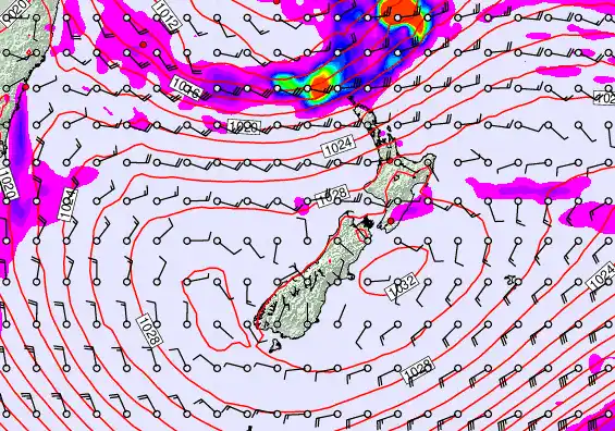 New Zealand forecast chart for Saturday, May 23rd, 2026 at 6:00 PM