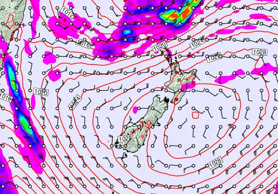 New Zealand forecast chart for Sunday, May 24th, 2026 at 6:00 AM