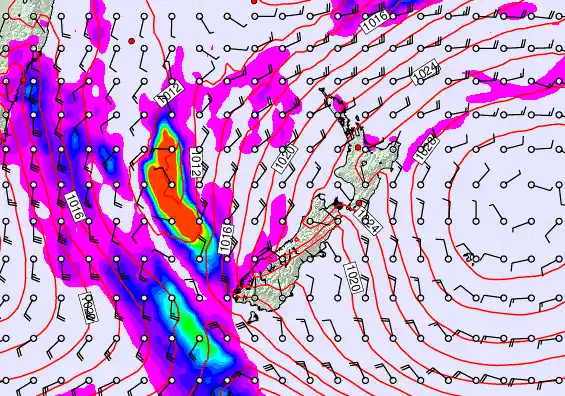 New Zealand forecast chart for Monday, May 25th, 2026 at 6:00 AM