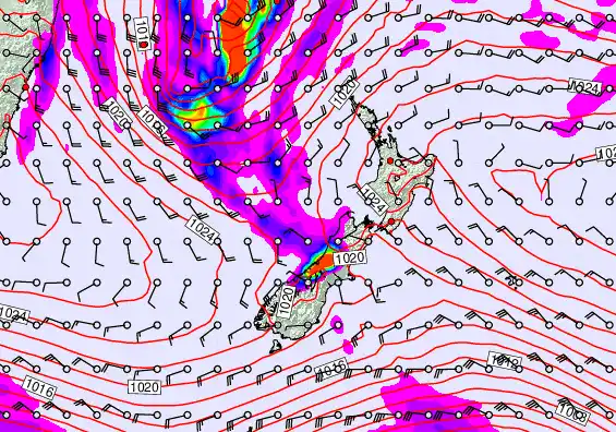 New Zealand forecast chart for Thursday, May 21st, 2026 at 6:00 AM