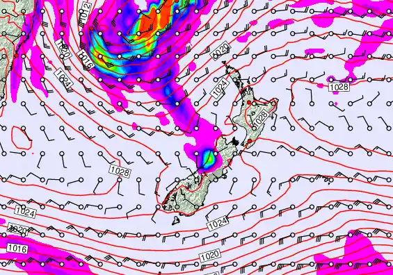 New Zealand forecast chart for Thursday, May 21st, 2026 at 12:00 PM