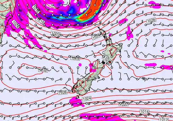 New Zealand forecast chart for Friday, May 22nd, 2026 at 12:00 PM