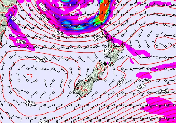 New Zealand forecast chart for Saturday, May 23rd, 2026 at 12:00 AM