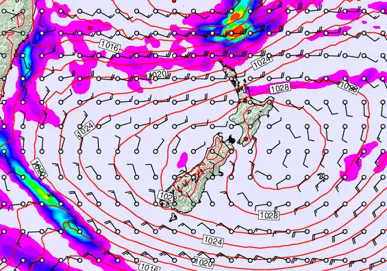 New Zealand forecast chart for Sunday, May 24th, 2026 at 6:00 PM
