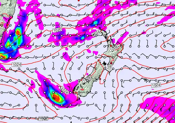 New Zealand forecast chart for Tuesday, May 26th, 2026 at 12:00 AM