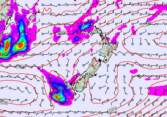 New Zealand forecast chart for Tuesday, May 26th, 2026 at 6:00 AM