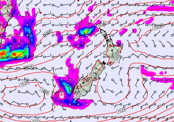 New Zealand forecast chart for Tuesday, May 26th, 2026 at 12:00 PM