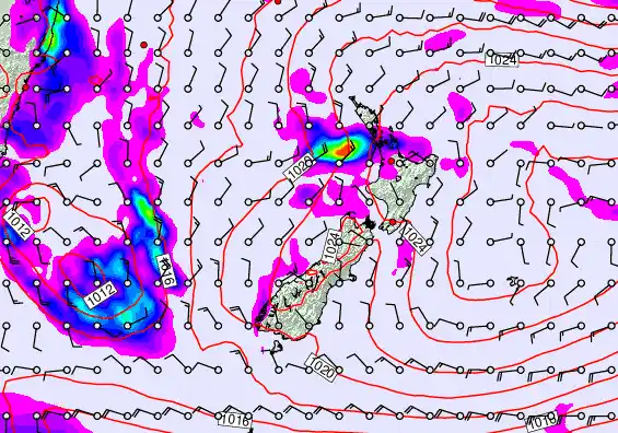New Zealand forecast chart for Wednesday, May 27th, 2026 at 12:00 PM