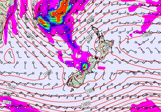 New Zealand forecast chart for Thursday, May 21st, 2026 at 12:00 PM