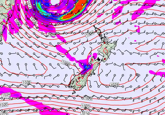New Zealand forecast chart for Friday, May 22nd, 2026 at 12:00 AM