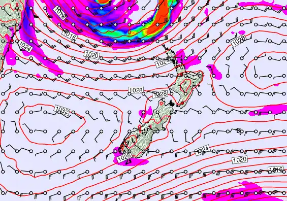 New Zealand forecast chart for Friday, May 22nd, 2026 at 6:00 PM