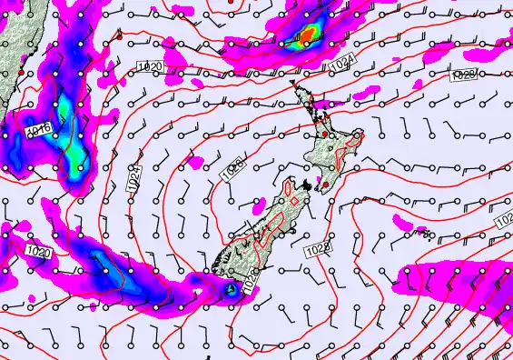 New Zealand forecast chart for Tuesday, May 26th, 2026 at 12:00 AM