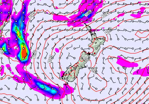 New Zealand forecast chart for Tuesday, May 26th, 2026 at 6:00 AM