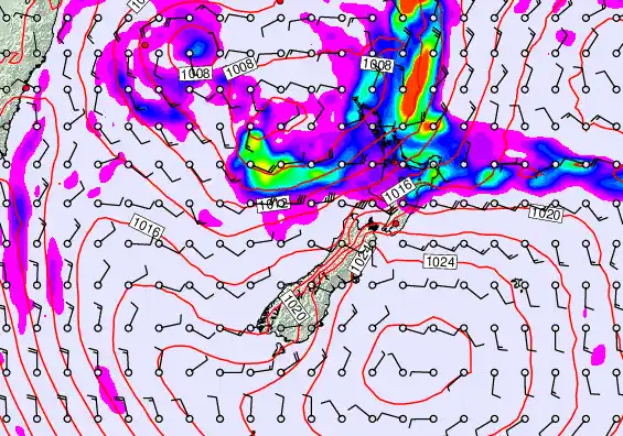 New Zealand forecast chart for Saturday, May 30th, 2026 at 12:00 AM