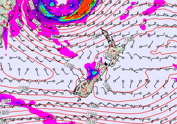 New Zealand forecast chart for Friday, May 22nd, 2026 at 12:00 AM