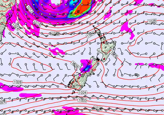 New Zealand forecast chart for Friday, May 22nd, 2026 at 6:00 AM