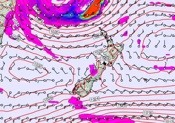 New Zealand forecast chart for Friday, May 22nd, 2026 at 12:00 PM