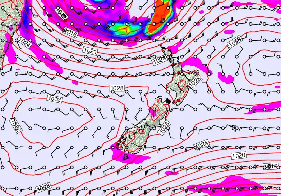 New Zealand forecast chart for Friday, May 22nd, 2026 at 6:00 PM