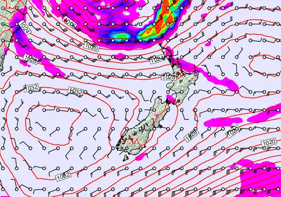 New Zealand forecast chart for Saturday, May 23rd, 2026 at 12:00 AM