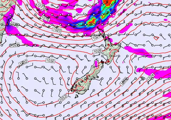 New Zealand forecast chart for Saturday, May 23rd, 2026 at 6:00 AM