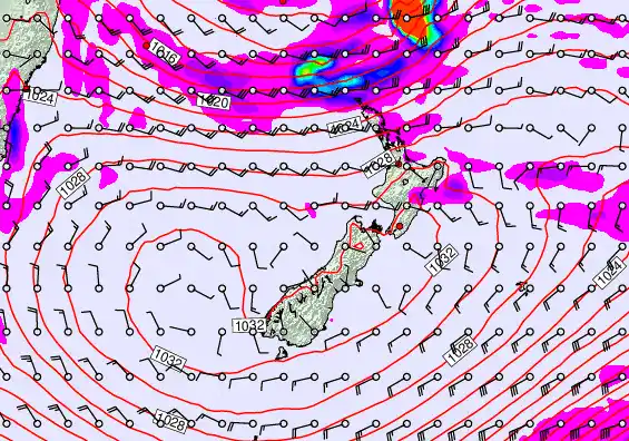 New Zealand forecast chart for Saturday, May 23rd, 2026 at 6:00 PM