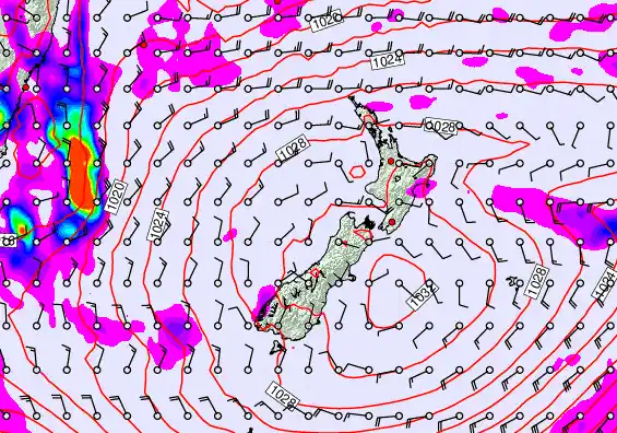 New Zealand forecast chart for Tuesday, May 26th, 2026 at 12:00 PM