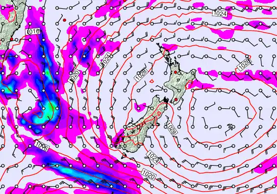 New Zealand forecast chart for Wednesday, May 27th, 2026 at 12:00 AM