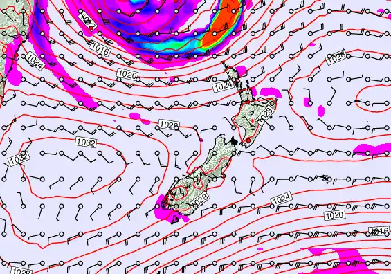 New Zealand forecast chart for Friday, May 22nd, 2026 at 6:00 PM