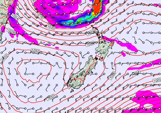 New Zealand forecast chart for Saturday, May 23rd, 2026 at 12:00 AM
