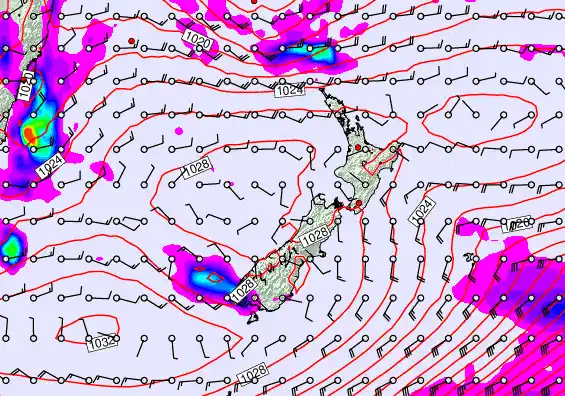 New Zealand forecast chart for Tuesday, May 26th, 2026 at 12:00 AM