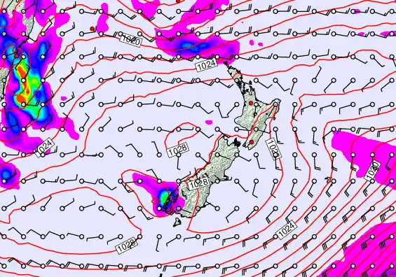 New Zealand forecast chart for Tuesday, May 26th, 2026 at 6:00 AM