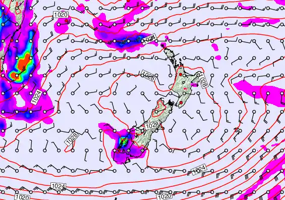 New Zealand forecast chart for Tuesday, May 26th, 2026 at 12:00 PM