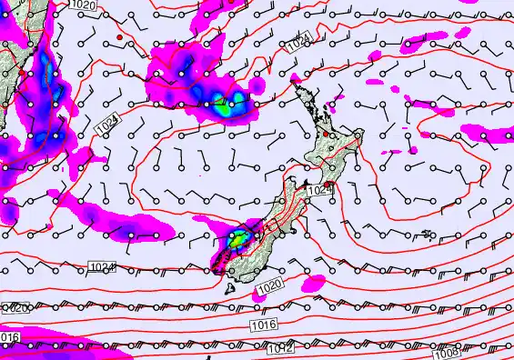 New Zealand forecast chart for Wednesday, May 27th, 2026 at 12:00 AM
