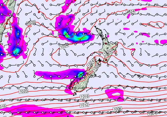 New Zealand forecast chart for Wednesday, May 27th, 2026 at 6:00 AM