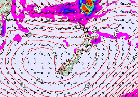 New Zealand forecast chart for Saturday, May 23rd, 2026 at 6:00 PM