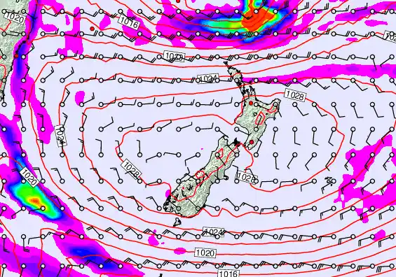 New Zealand forecast chart for Sunday, May 24th, 2026 at 6:00 PM