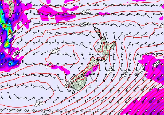New Zealand forecast chart for Tuesday, May 26th, 2026 at 6:00 AM